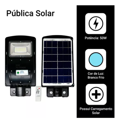 Luminária Led Pública Solar 50 Watts Branco Frio 6500K IP66