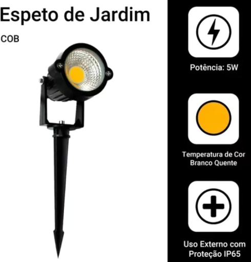 Espeto para Jardim 7W Led Branco Quente 3000K/3500K COB IP65