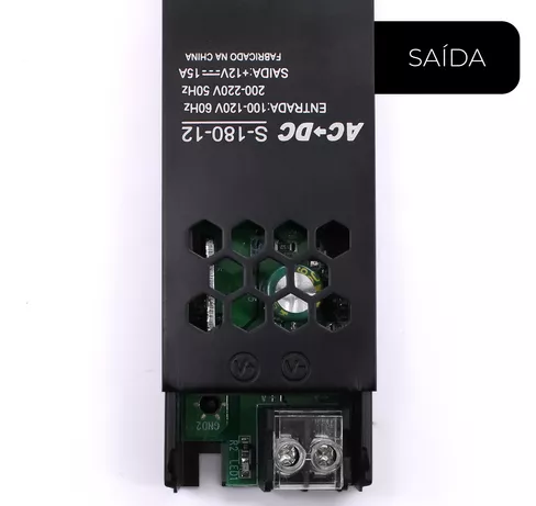 Fonte 15A Chaveada Slim 12 Volts 180 Watts