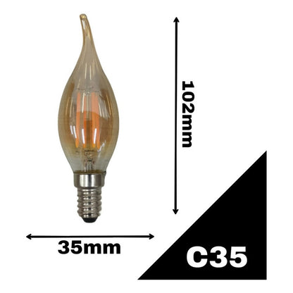 Lâmpada Vela Filamento E14 Led 4w Âmbar Para Lustres e Pendentes