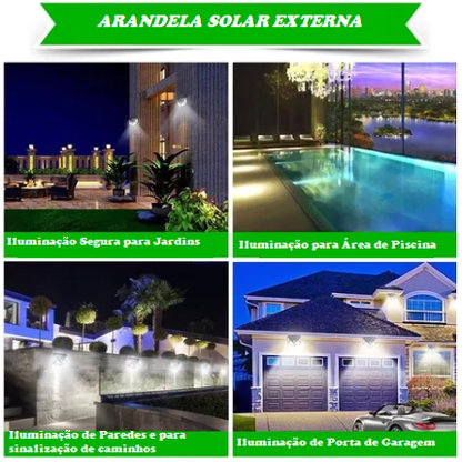 Arandela Solar 100 LEDS c/ Sensor de Presença BF 6000K/6500K IP65