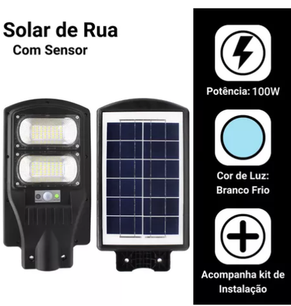 Luminária Led Pública Solar 100 Watts Branco Frio 6500K IP66