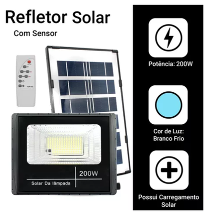 Refletor Solar 200 Watts Branco Frio 6500K IP65