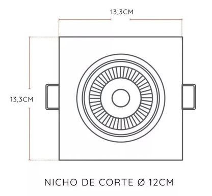 Kit 10 Spot Led 12W Quadrado COB Direcionável Branco Frio 6000K/6500K