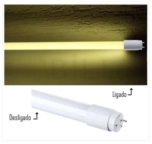 Lâmpada Tubular 18 Watts Led T8 G13 - 1,20 mts - Branca Quente 3000/3500K - Ligação 1 Lado